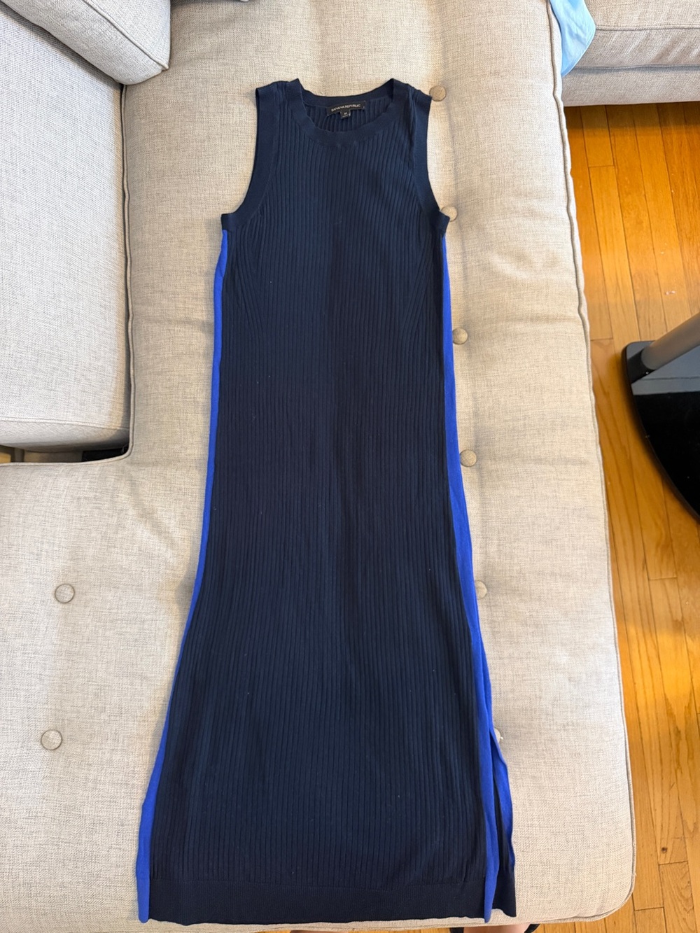Banana Republic Ribbed Sleeveless Maxi Dress with Blue Contrast Panels size m